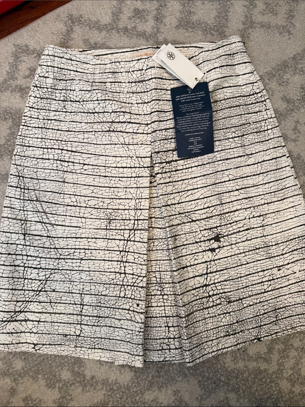 Tory Burch Crackle-Stripe Skirt - Size 2 NWT